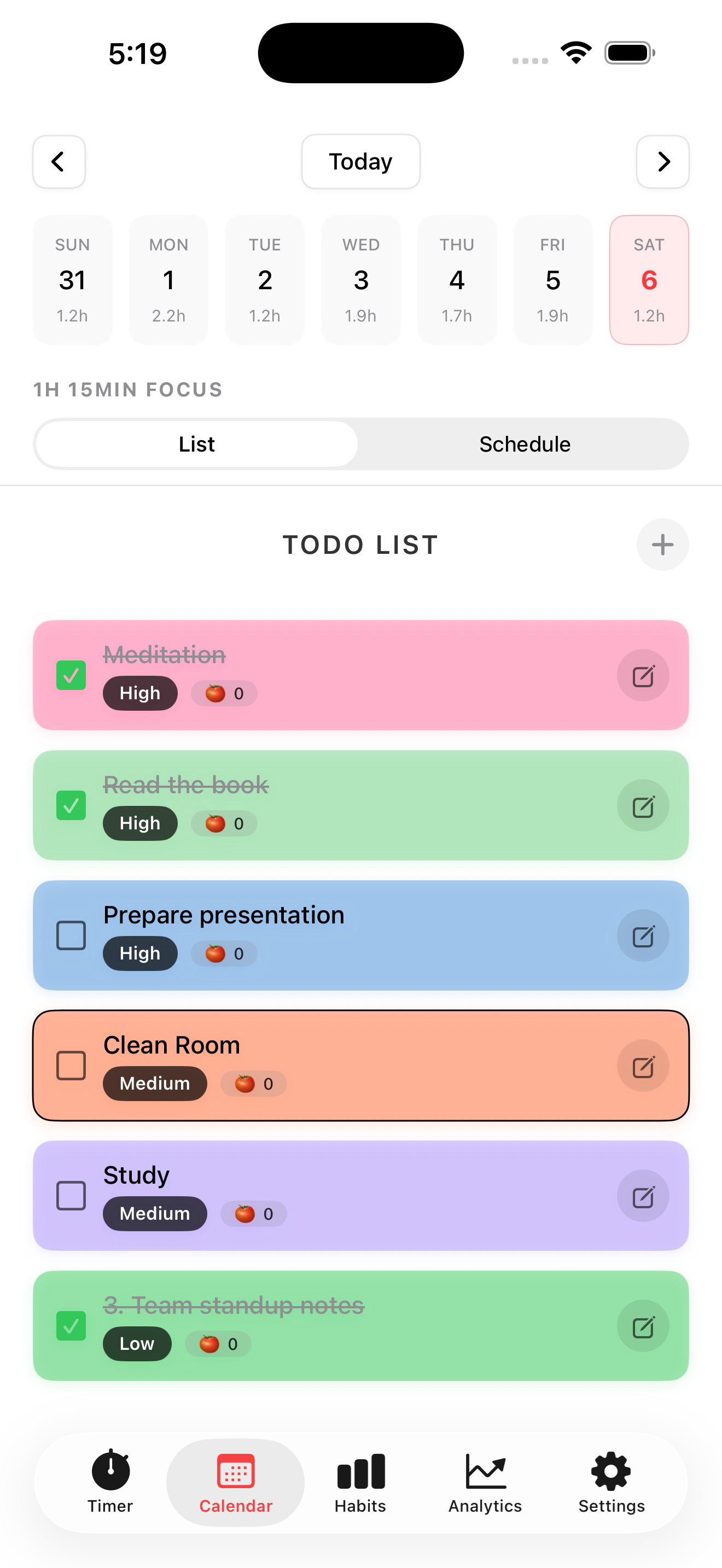 Plan Todo task list on iPhone