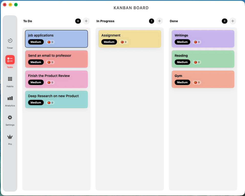 Kanban board on macOS